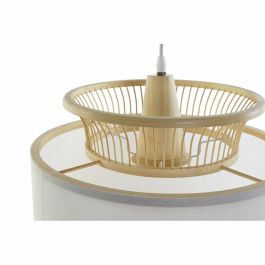 DKD Home Decor Lámpara de Techo Balines de Bambú y Poliéster Blanco Natural 40x40x52cm con Casquillo E27 50W