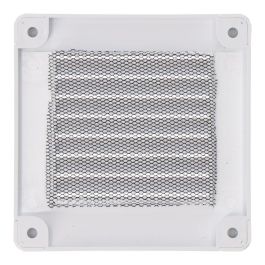 Rejilla ventilación cuadrada con tapones y mosquitera 100x100x7mm abs blanca