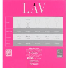 Lav Set 6 Copas Vino Tinto 240cc Ø7x7x16.5 cm (4 Cajas)