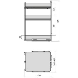 Emuca Carro extraíble Harmony con cierre suave, Módulo ancho 400mm alto 800mm, Acero y Madera, Gris antracita