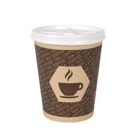 Inde Set de 8 Vasos de Cartón para Café con Tapa, 250 cc (18 Unidades) Inde Set de 8 Vasos de Cartón para Café con Tapa, 250 cc (18 Unidades)