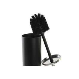 DKD Home Decor Escobillero Loft para Baño de Metal y Acero Inoxidable - Colores Negro y Plateado - Medidas 10 x 38.4 x 10 cm