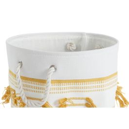 DKD Home Decor Cesta Boho Beige Mostaza Algodón Poliéster Flecos Set de 3 Piezas 43 x 45 x 43 cm