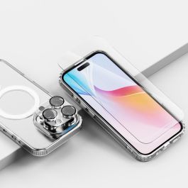 4smarts 541178 Cargador 3 en 1 Premium para iPhone 16 Pro Max, Carga Rápida Power Delivery, Compatible con MagSafe, Blanco y Transparente