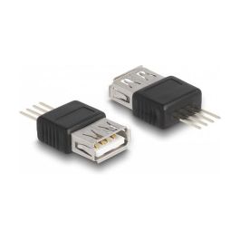 Delock Adaptador USB 2.0 Tipo A Hembra a 4 Pines, Conector USB Tipo A Macho, 5V, Negro/Plata