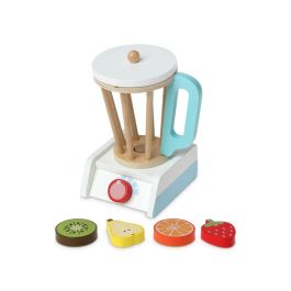 KioKids Batidora de Juguete de Madera, tipo vaso, con 4 Frutas (Kiwi, Fresa, Naranja, Pera). Imitación Cocina para Niños +3 Años. Material Seguro, Multicolor.