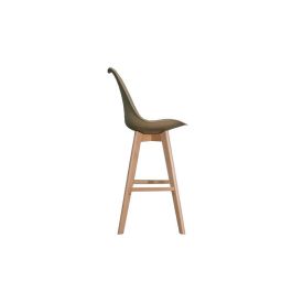DKD Home Decor Taburete Scandi Beige Haya y PU Altura Asiento 75 cm, 109x48.5x55 cm