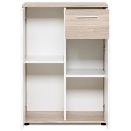 JACKY Clásico mueble blanco mate con decoración en roble - L 60 cm