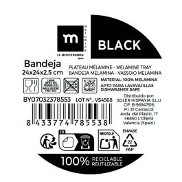 Bandeja Melamina Black 24x24x2.5 cm La Mediterrane - Inde (12 Unidades) Bandeja Melamina Black 24x24x2.5 cm La Mediterrane - Inde (12 Unidades)