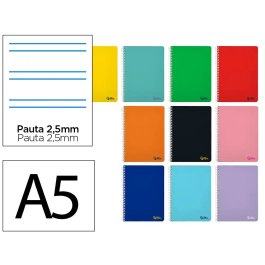 Liderpapel Cuaderno espiral A5 Smart tapa blanda 80 hojas 75gr pauta 2,5mm con margen colores surtidos Precio: 10.50000006. SKU: B1D235GKWA