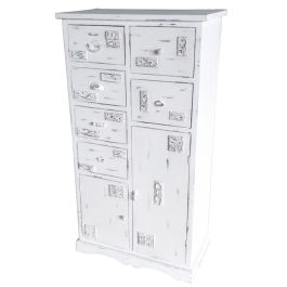 DKD Home Decor Cajonera Romántico Blanco de Madera con 6 Cajones, 2 Puertas y 1 Estantería. Dimensiones: 69x38x130 cm Precio: 158.50000056. SKU: S3034269