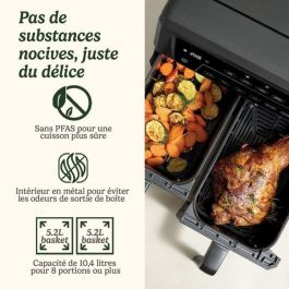 Cuisinart CUI1746233655221 Freidora de aire AFD10OBLE, capacidad 10,4 L, tanque doble, 2400 W, negra