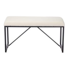 Banco Borreguito Blanco Giftdecor 81x42x38 cm - Metal y Tela Banco Borreguito Blanco Giftdecor 81x42x38 cm - Metal y Tela