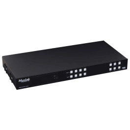 MUXLAB Matriz HDMI 4x4 HDBT POC 4K/60Hz con 4 Salidas HDMI y 4 Salidas HDBaseT, Transmisión hasta 150m, RS232, LAN