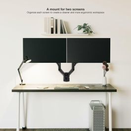 TooQ LP1434TNR-B Soporte de Escritorio para 2 Monitores de 13"-34" con Pinza/Atornillado, 10kg, Blanco