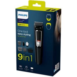 Philips MG3740/15 MULTIGROOM Series 3000 Recortador de Cara y Cabello 9 en 1, Cuchillas Autoafilables, 60 min Autonomía