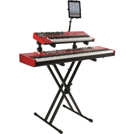 QUIKLOK Soporte Teclado QL642 Formato "X" 2 Niveles Doble Perfil Acero Negro Altura Regulable