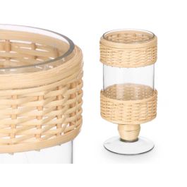 Portavela Copa Cilindrica Alta Vidrio Rattan Giftdecor 11X22CM (6 Unidades) Portavela Copa Cilindrica Alta Vidrio Rattan Giftdecor 11X22CM (6 Unidades)