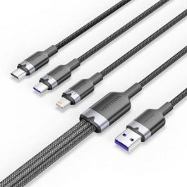 Cable USB 2.0 Lightning Vention CTRBG/ USB Macho/ USB Tipo-C Macho - MicroUSB Macho - Lightning Macho/ 1.5m/ Negro Precio: 9.9499994. SKU: B1AABXGSXF