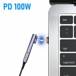 EWENT EC1049 Adaptador Magnético USB-C Slim a 90 Grados, USB4 40Gbps, Carga 100W, 8K, Color Púrpura