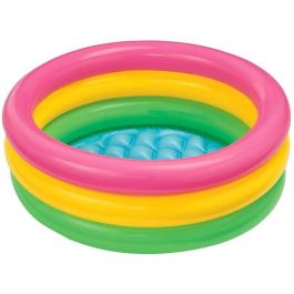 Piscina hinchable 3 aros colores con suelo hinchable (capacidad 56 litros) (1/3 años) 86x25 cm