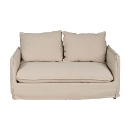 Sofá 2 Plazas Crema Tejido-Madera 160 X 95 X 85 cm