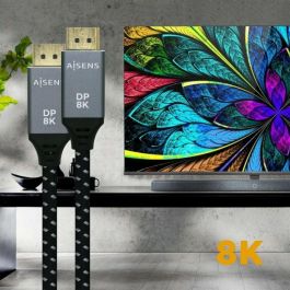 AISENS - CABLE DISPLAYPORT V1.4 8K@60HZ, DP/M-DP/M, GRIS/NEGRO, 2.0M