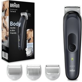 Braun BodyGroomer 3 BG3340 Cortapelos Corporal Recargable Negro Gris con 3 Accesorios y 80 Minutos de Autonomía