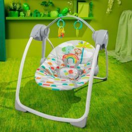 BRIGHT STARTS Columpio portátil para bebé Playful Paradise, compacto y automático con música, desde el nacimiento