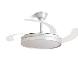 Ventilador de Techo con Luz LED y 4 Aspas Retráctiles Silteez InnovaGoods Plateado 80 W Ø49-104 cm