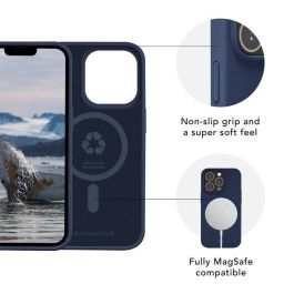 dbramante1928 Funda Monaco para iPhone 14 Max Azul Pacífico, Silicona Reciclada con MagSafe y Protección de 3 Capas