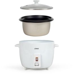 Livoo DOC111 Arrocera 1.5 L con Canasta Antiadherente, Función Calentamiento y Protección Sobrecalentamiento Blanca