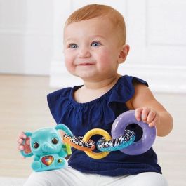 VTECH BABY Nino Baby Elephant Stacko 3 en 1: Torre de Apilamiento, Sonajero Electrónico y Juego de Montaje con Plástico de Origen Biológico Ecodiseñado