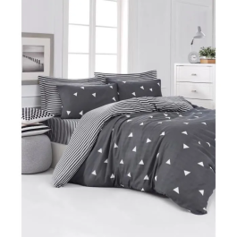 Juego de Cama con Funda Nórdica 220x240 cm y 2 Fundas de Almohada 60x60 cm - 65% Algodón, 35% Poliéster - Gris - ASI8683342642484