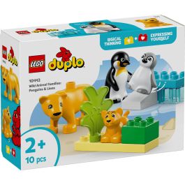 LEGO DUPLO 10442 Juguete de Construcción Familias Fauna Salvaje: Pingüinos y Leones para Desarrollo Motriz y Imaginación Niños +2 Años