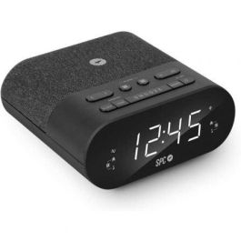 SPC Frodi QI 4587N - Radiodespertador LED con Radio FM, Base de Carga Inalámbrica Qi, Doble Alarma y Puerto USB