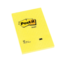 Post-it Bloc de notas adhesivas cuadriculado amarillo 102x152 mm 662