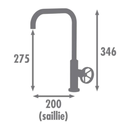 Edouard Rousseau Mezclador Fregadero Industrial Negro con Caño Móvil Cartucho 25 mm