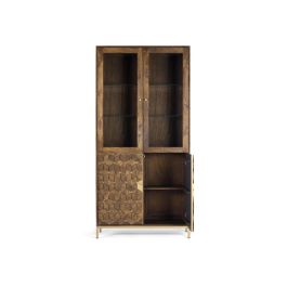 Giner y Colomer Vitrina Madera de Mango 200 cm Nogal Dorado Efecto Enjambre