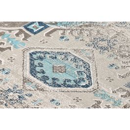 DKD Home Decor Alfombra Arabe Casablanca 180 x 120 cm Polyester Azul Beige Hecho a mano
