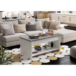 Mesa de centro de elevación FELIZ - Blanco y gris - L 50 cm Mesa de centro de elevación FELIZ - Blanco y gris - L 50 cm