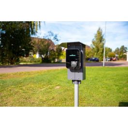 Next Green 205 D2 Soporte de Poste Polebox para Caja de Carga EV, Tubo Ø 60mm, Acero Sueco, Terminal y Carril DIN