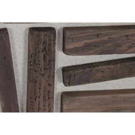 DKD Home Decor Cuadro Moderno de Madera Reciclada Pino Blanco Natural 62x62x4 cm (2 Unidades)