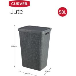 Curver CUR3253928093006 Baúl de Ropa Yute 58L - 70% Plástico Reciclado - 34x43x60 cm - Contemporáneo