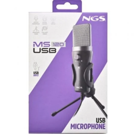 NGS MS120USB Micrófono USB para PC y Portátil, Streaming, Podcast, Plug & Play, Compatible PS4/PS5
