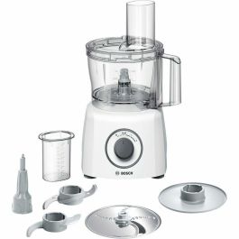 Bosch MCM3100W Robot multifunción compacto 800W con tazón de 2.3L, 2 velocidades y pulso, cuchilla acero inoxidable, Blanco