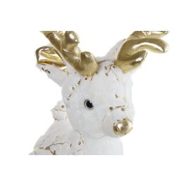 DKD Home Decor Peluche Navidad Reno Blanco Dorado Poliester Ps 20 x 38 x 20 cm (2 Unidades)