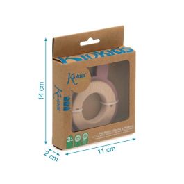 KioKids Mordedor para Bebés +3 Meses, Madera Haya y Silicona Rosa Conejito, Juguete que Alivia la Dentición y Estimula Sentidos
