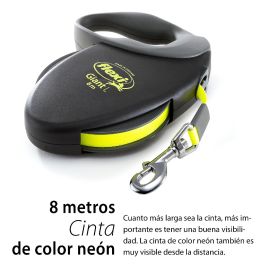 Flexi Correa Giant L Cinta 8m Neon para Perros, con Empuñadura Suave de Plástico y Nylon para Paseos Largos y Gran Libertad de Movimiento