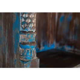 GINER Y COLOMER Aparador Azul Envejecido de Madera de Mango 170 cm con 3 Cajones